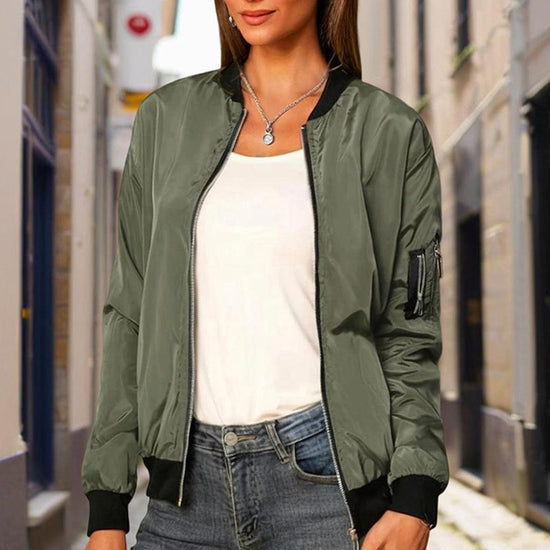 Minimalist Color-Block Stand-Collar Zip Jacket CJ