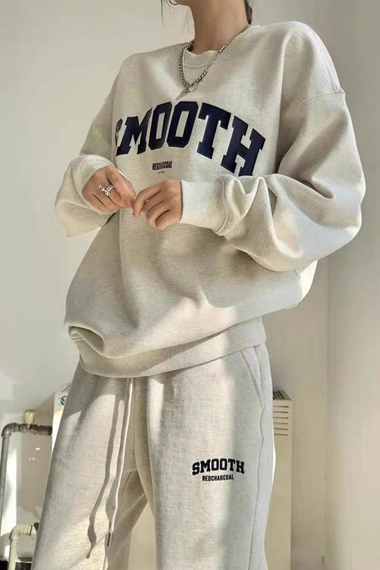 Gray Hoodie And Pants Fashion Running Two-piece Set Trendy 