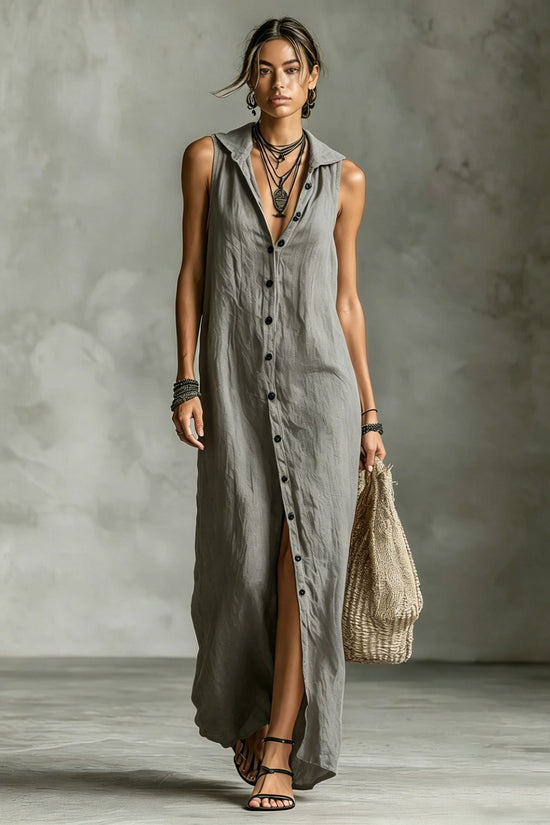 Sleeveless hooded breasted dress 