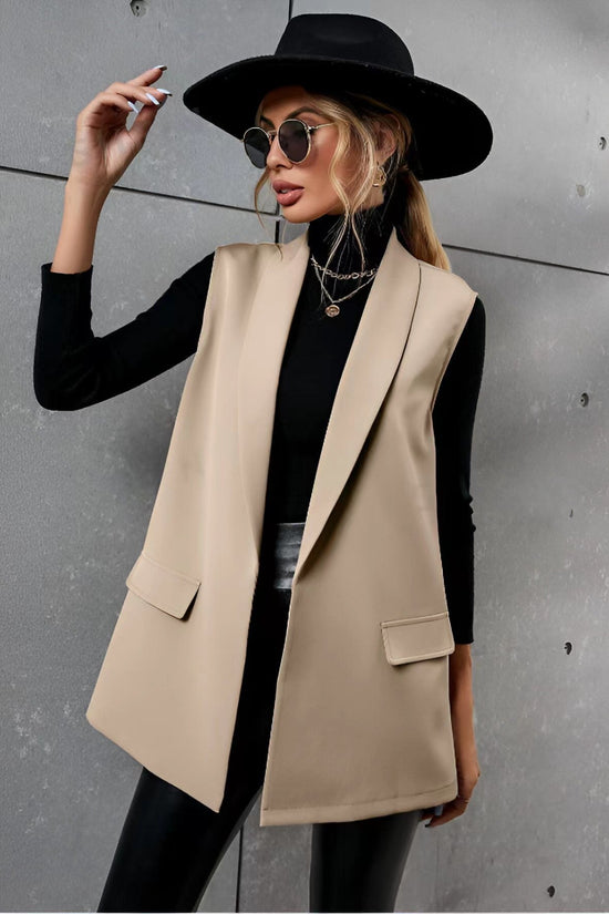 Collar Mid-length Casual Temperament Commute Suit Vest Without Buckle 