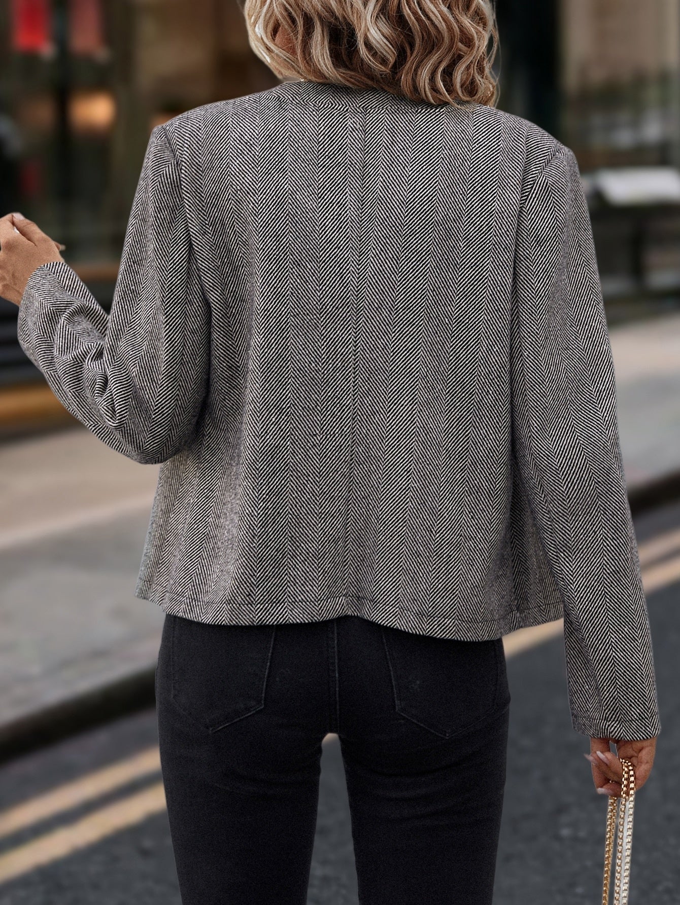 🧥 Women's Herringbone Double-Breasted Slim Jacket FitiqueFit
