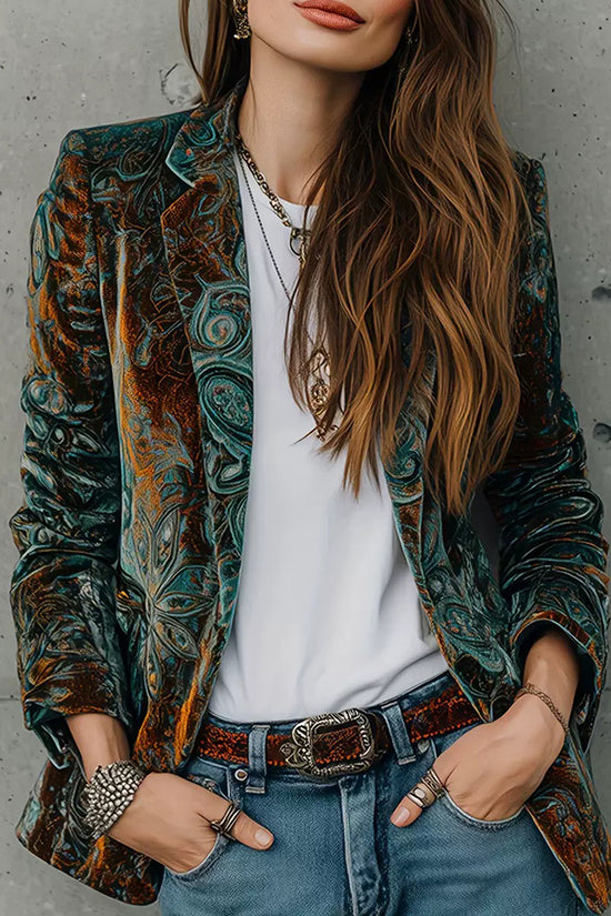 Women’s Printed Suit Jacket with Lining – Autumn Winter Casual Commuter Blazer - FitiqueFit