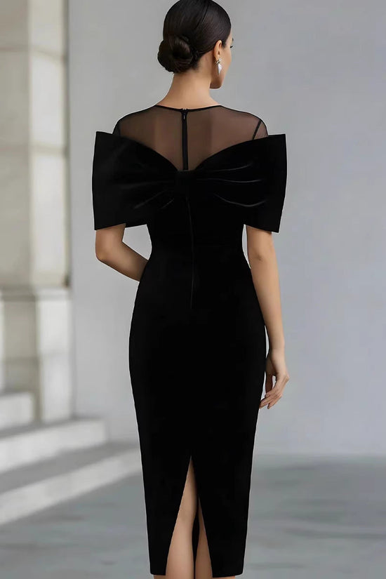 Chic Office Women's One-Shoulder Off-the-Shoulder Velvet Dress with Gold Thread 