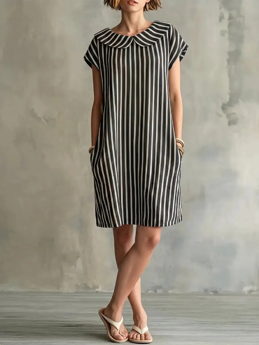 Elegant And Fashionable Printed Striped Dress For Women 