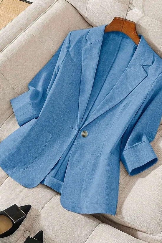Solid color pocket small suit jacket women's button up top 