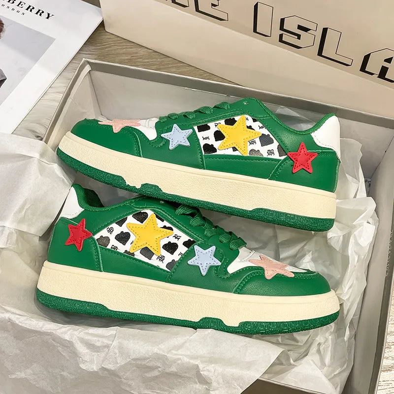 Contrast Star Round Toe Athletic Sneakers 
