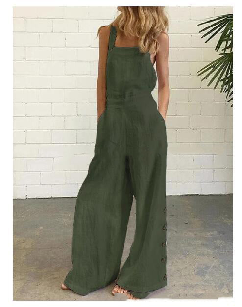 Women’s High-Waisted Sleeveless Denim Jumpsuit 