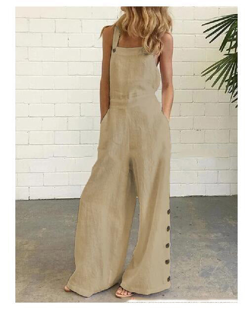 Women’s High-Waisted Sleeveless Denim Jumpsuit 
