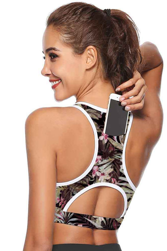 Women’s Pocket Sports Bra – Supportive Workout Bra with Phone Pocket CJ