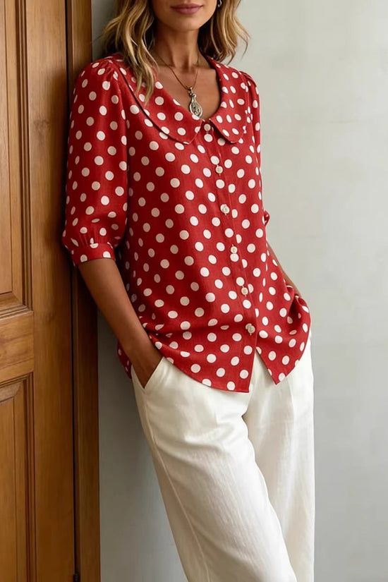 Retro Polka Dot Pattern Womens Shirt 