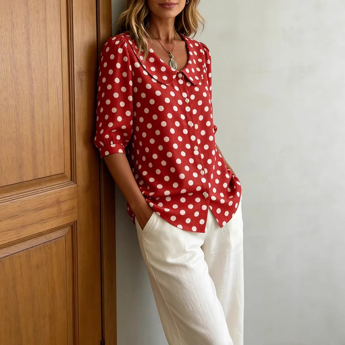 Retro Polka Dot Pattern Womens Shirt 