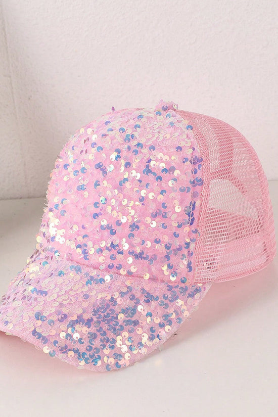 Colorful Sequin-embroidered Mesh Fabric Breathable Beanie With Sunshade Trendy Fashion Style Baseball Cap For Daily Outings, Parties, Outdoor Activities 