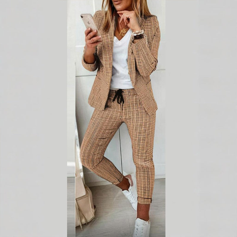Women’s Plaid Two‑Piece Suit Set CJ US