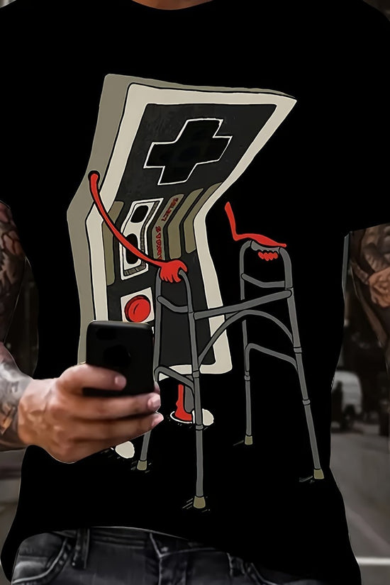 Game Controller Graphic T-Shirt for Men – Plus Size Streetwear Tee CJ US