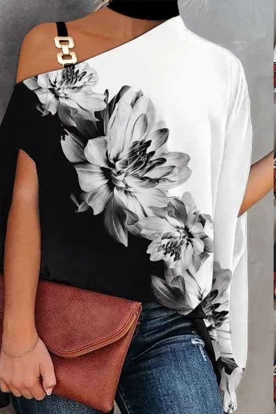 Women’s V-Neck Printed Off-Shoulder Vest Top 