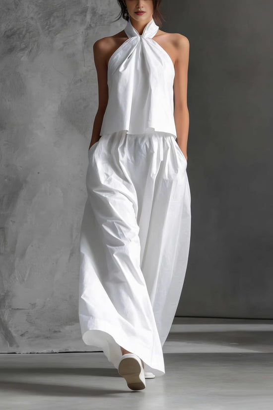 Loose-fitting Sleeveless Top And Wide-leg Pants Two-piece Set 