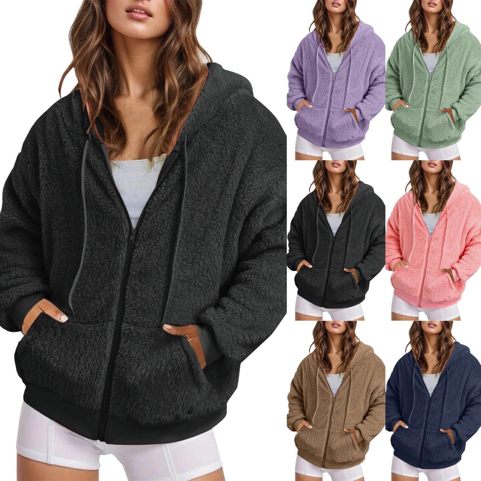 Autumn Winter Casual Long Solid Color Hoodie 