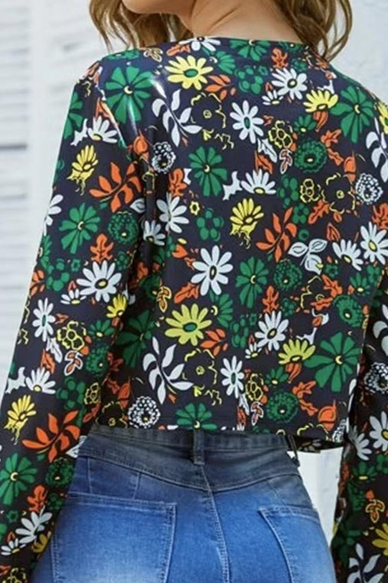 Women’s Floral Short Jacket – Casual Long Sleeve Outerwear FitiqueFit