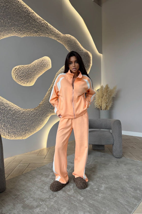 Womens Long-Sleeve Zip-Up Jacket And Sweatpants Two-Piece Set 