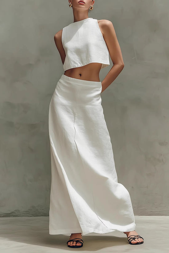 Summer Stylish Slimming Sleeveless Maxi Dress Elegant Two-Piece Set 
