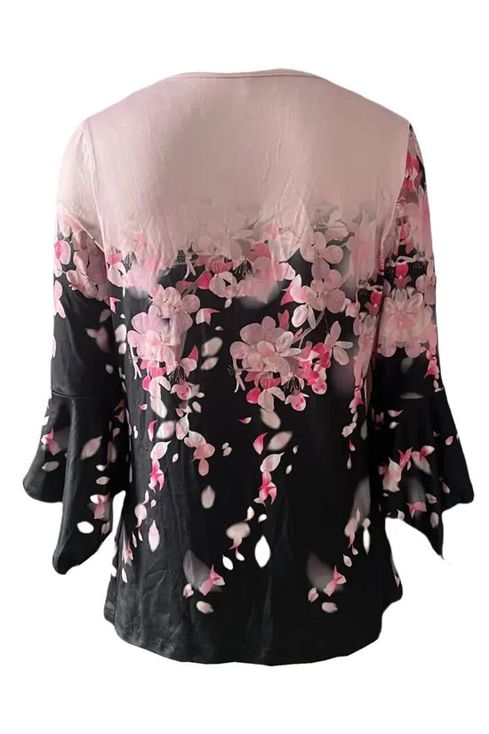 🌸 Asymmetrical Spike Button 3/4 Sleeve T-Shirt – Effortless Chic FitiqueFit