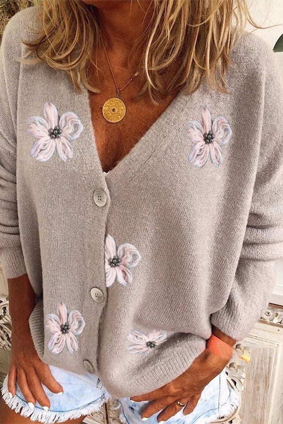 V-neck Crochet Loose Knit Cardigan Jacket Women Thickened CJ
