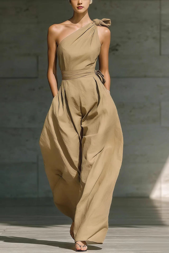 Sleeveless shoulder cinched jumpsuit 