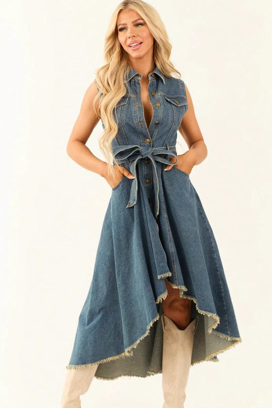 Cowboy dress, fashionable sleeveless, irregular personality 