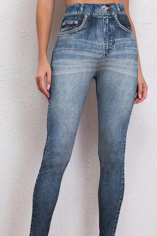Retro High-Elastic Denim-Like Leggings Butt-Lifting Yoga Pants Denim-Style Yoga Pants Yoga Fitness Wear for Women