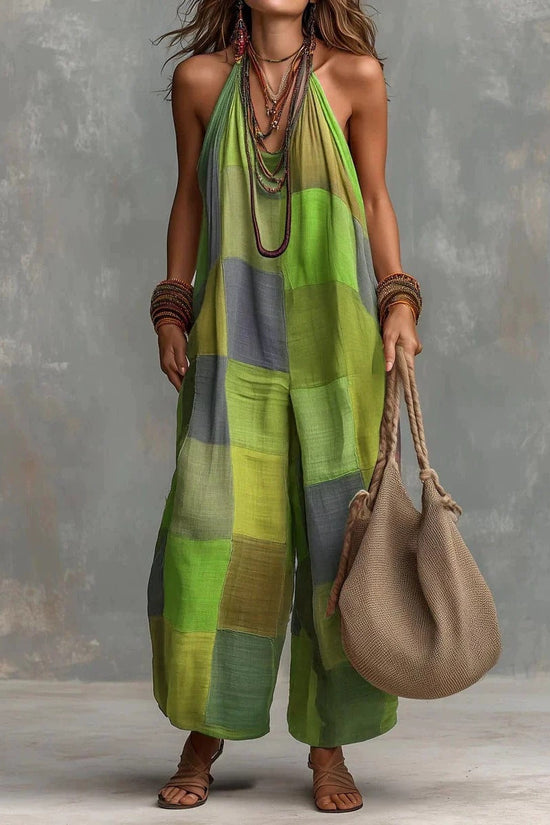 New Style Casual Printed Plaid Jumpsuit Womens Clothing 