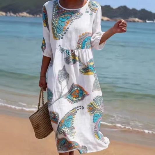 3D-printed Long-sleeve Crew-neck Dress 