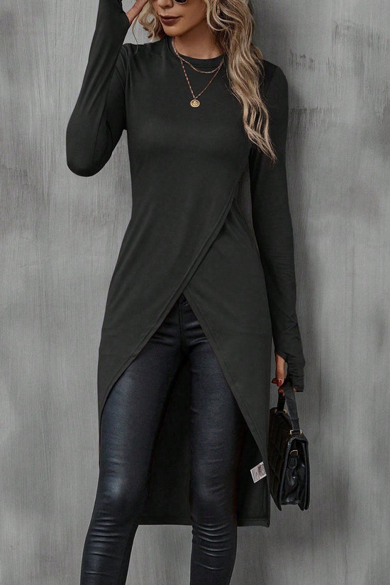 Women's Crew-Neck, Slim-Fit, Figure-Hugging Drapey T-Shirt 
