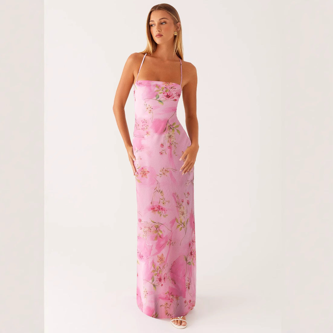 Womens Printed Sleeveless Strap Bodycon Dress 