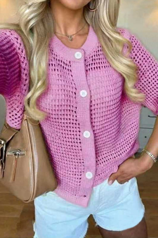 Women's Solid-color Cardigan Sweater Top 