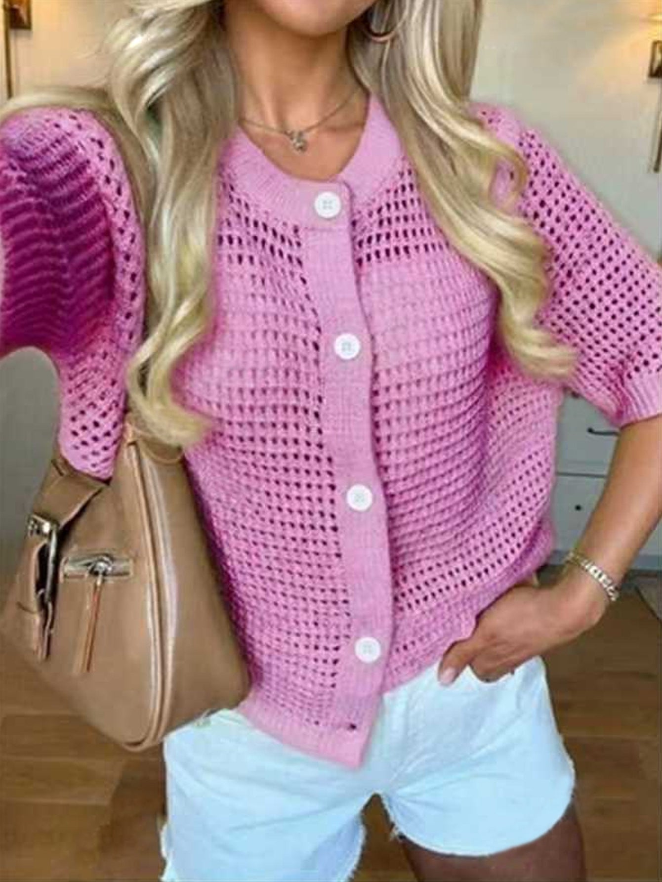Women's Solid-color Cardigan Sweater Top 
