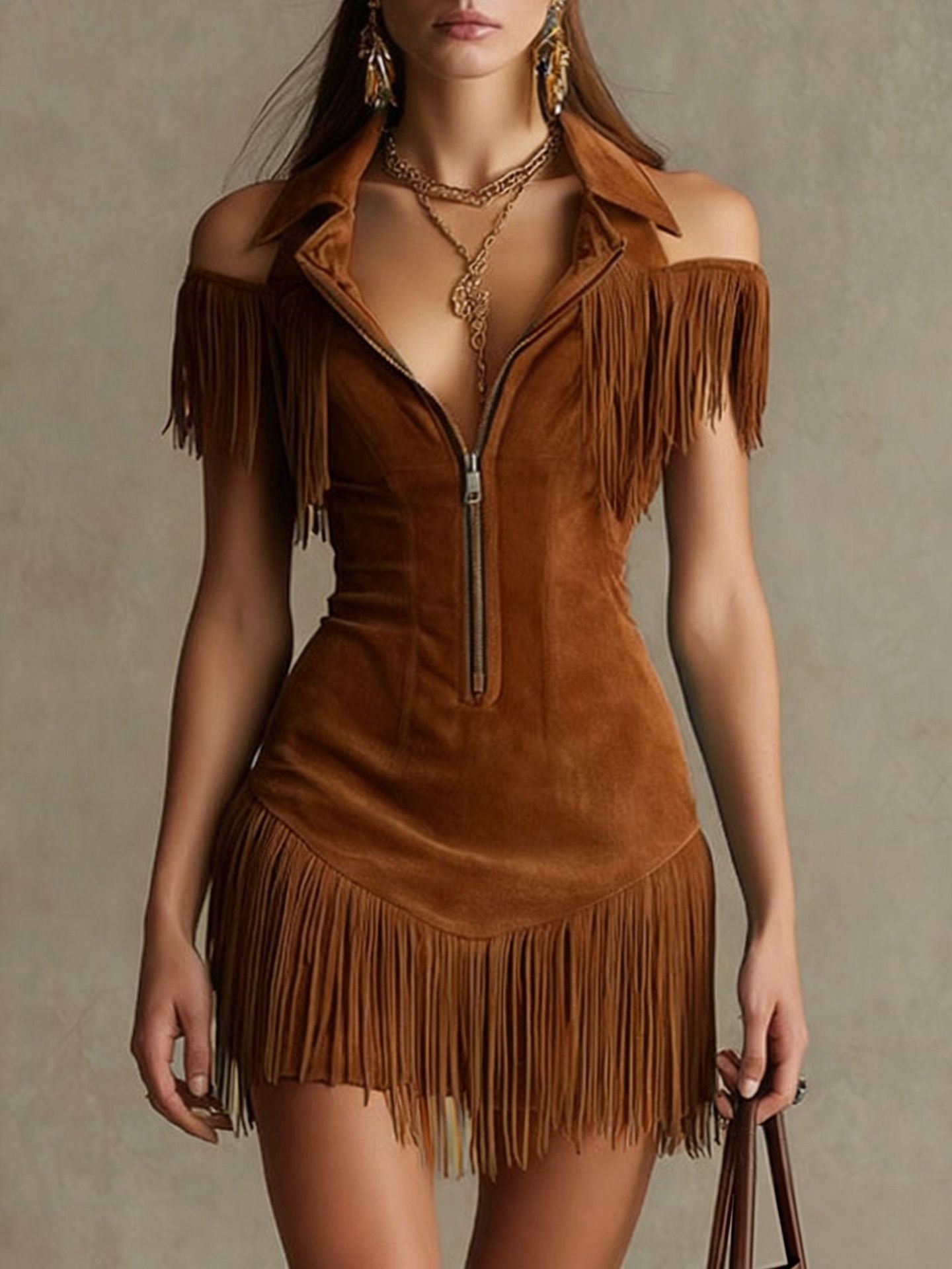 Tassel off shoulder dress 