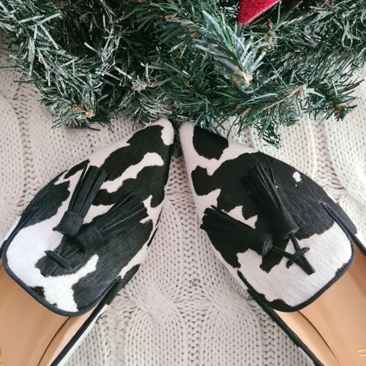 Women's Cows Pattern Tassel Casual Pumps 