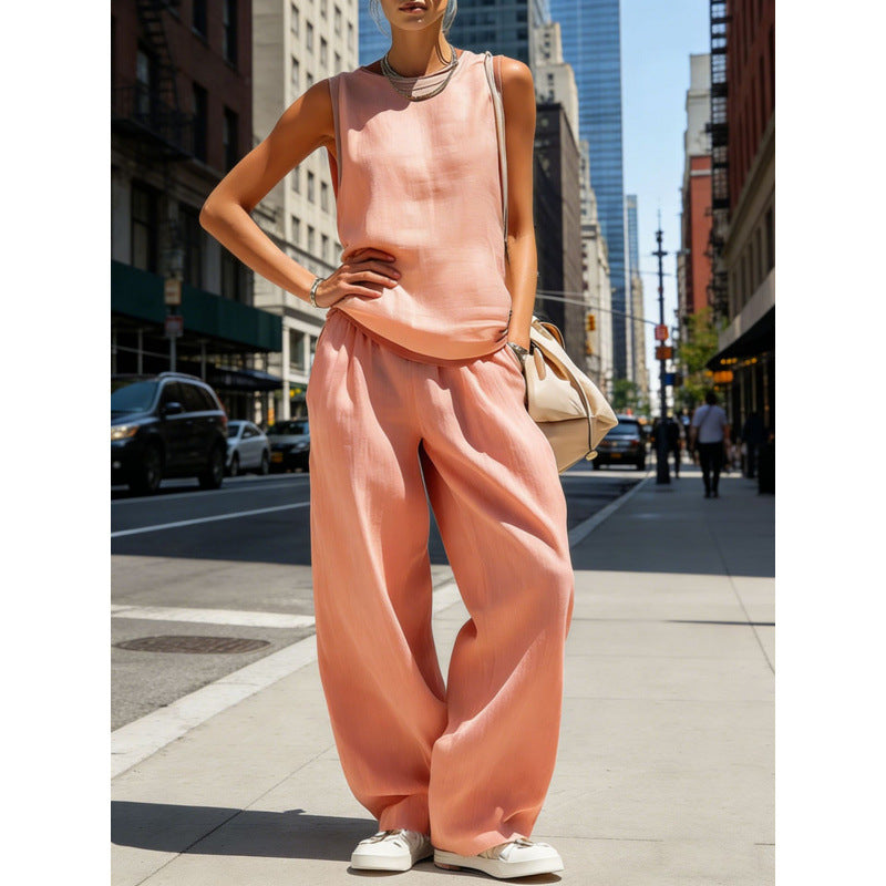 Womens Sleeveless Top And Pants Two-piece Set 