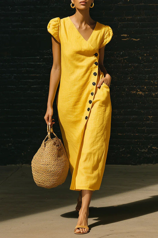Women's Casual V-Neck Short-Sleeve Dress 