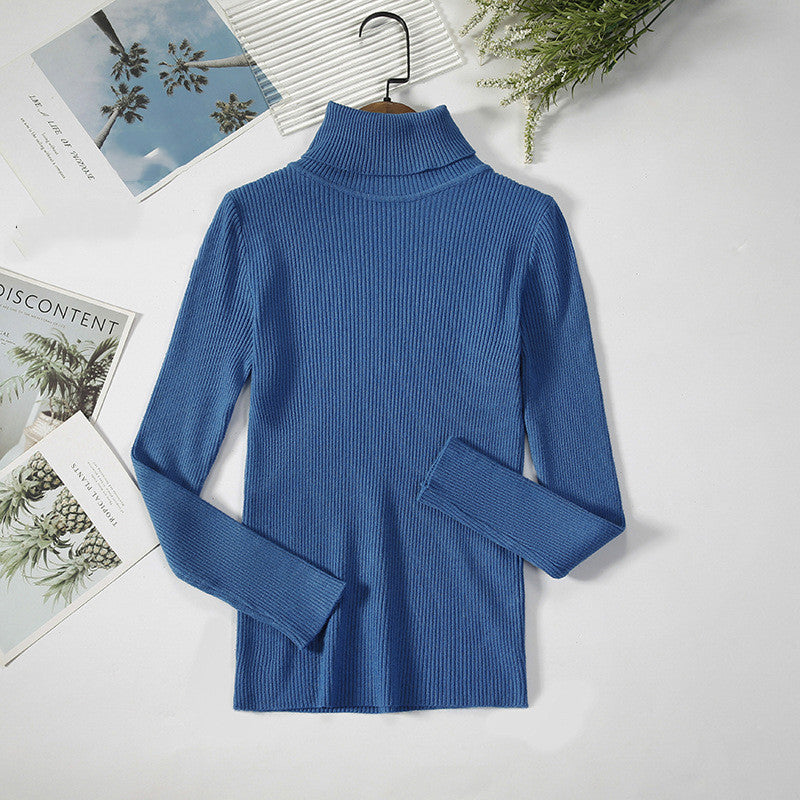 Solid Color Pit Strip Knit Pullover Turtleneck Sweater - Diversi™ Fashion