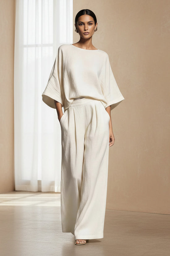 Womens Fashionable And Elegant Flared-Sleeve Linen Suit 
