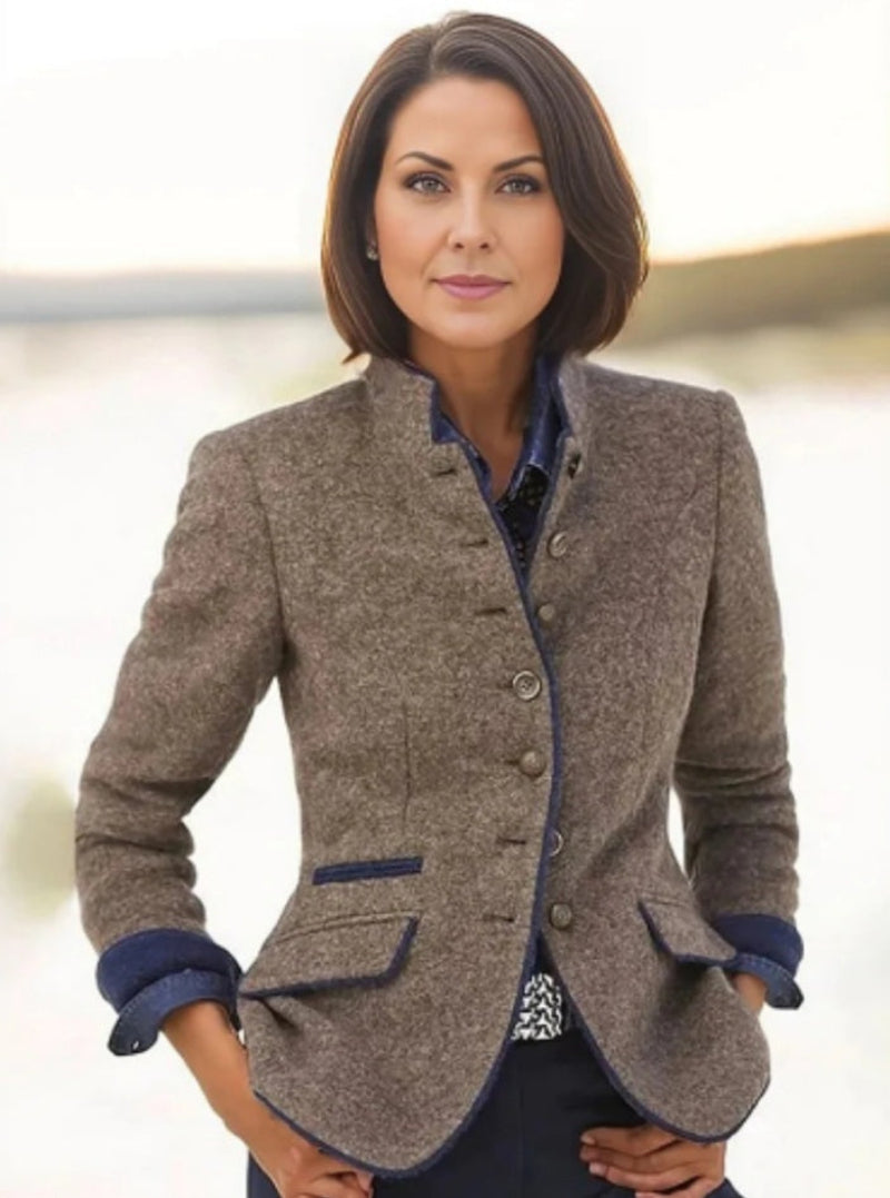 Multi-button Color Matching Women's Woolen Jacket 