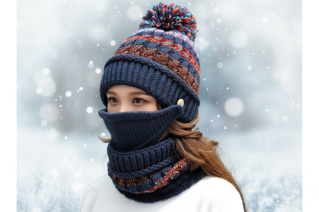 Winter Plush Knitted Hat – Soft Warm Knit Beanie for Cold Weather - FitiqueFit