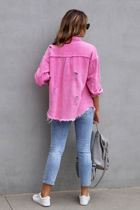 Ripped Shirt Jacket Female | oversized shirts for women | Diversi