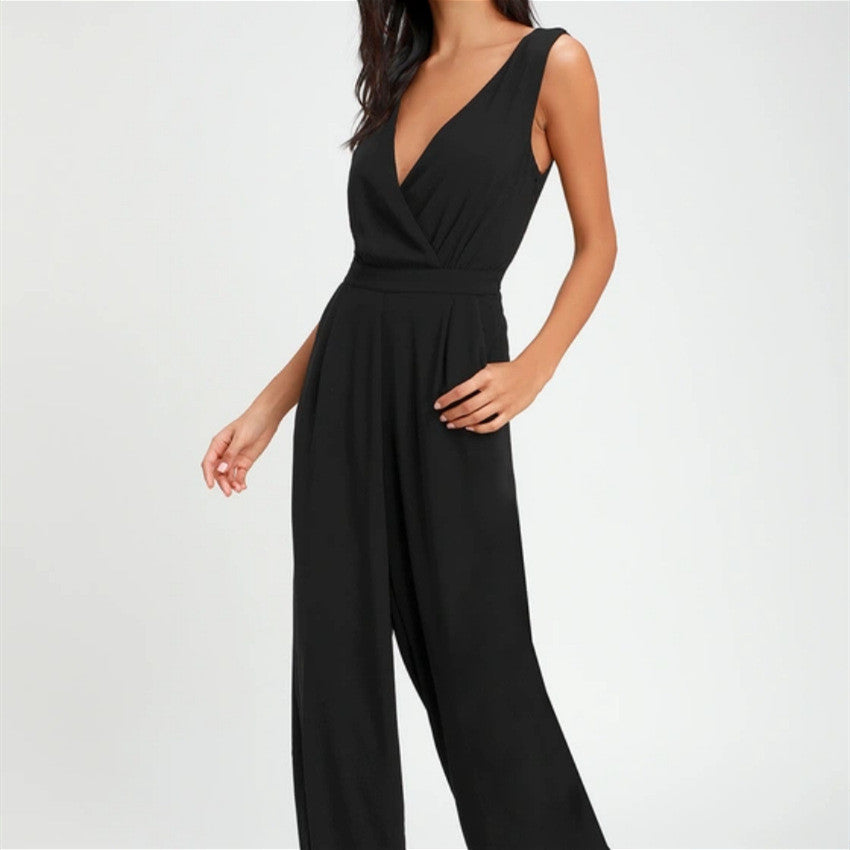 Women’s One-piece Trousers Lace Backless Deep V – High-Waisted Casual Outfit 