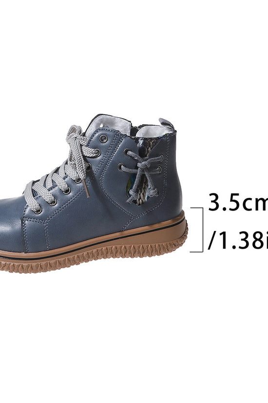 FitiqueFit Women’s Flat Heel Martin Boots – Lace-Up, Side Zip, Cotton Padded Comfort CJ