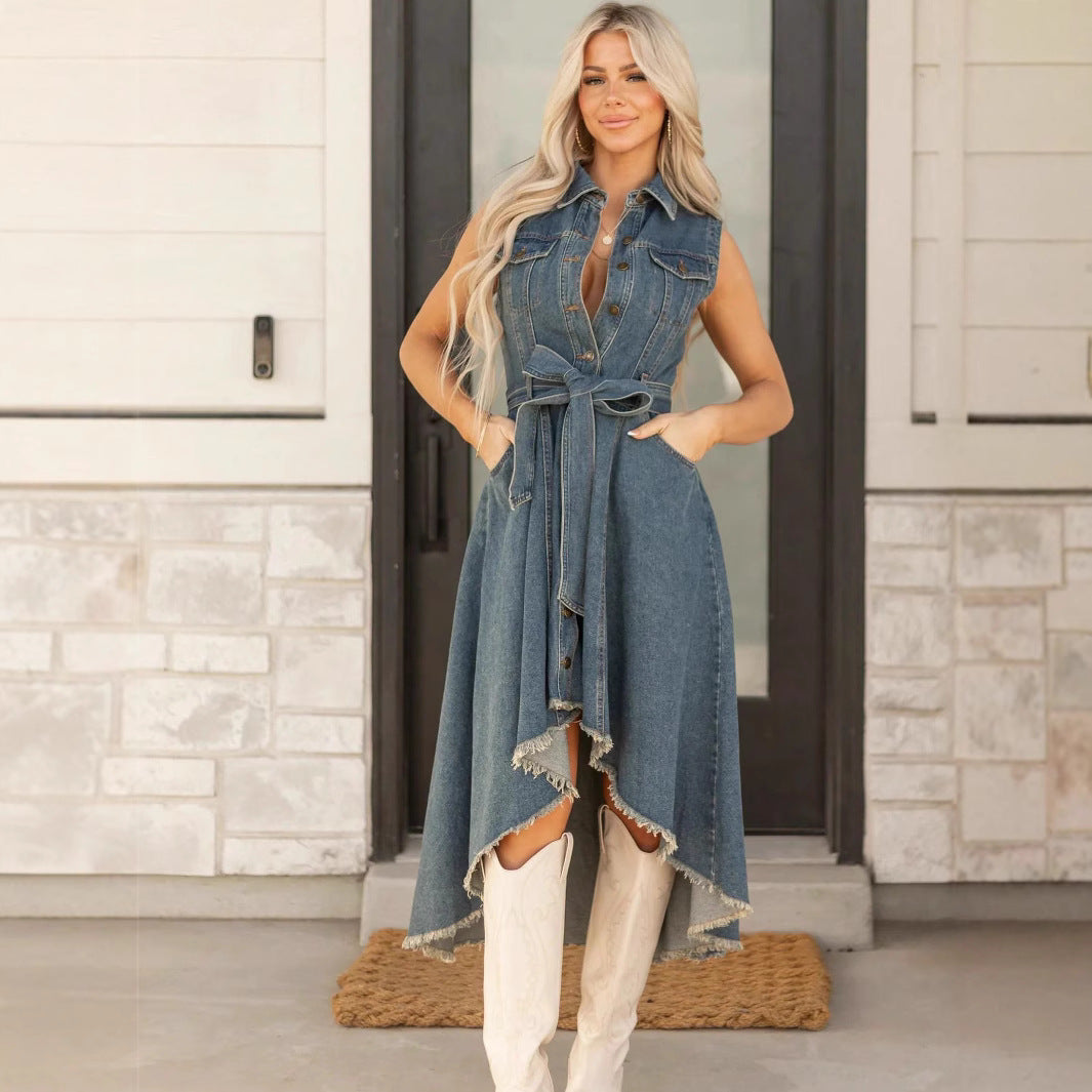 Cowboy dress, fashionable sleeveless, irregular personality 