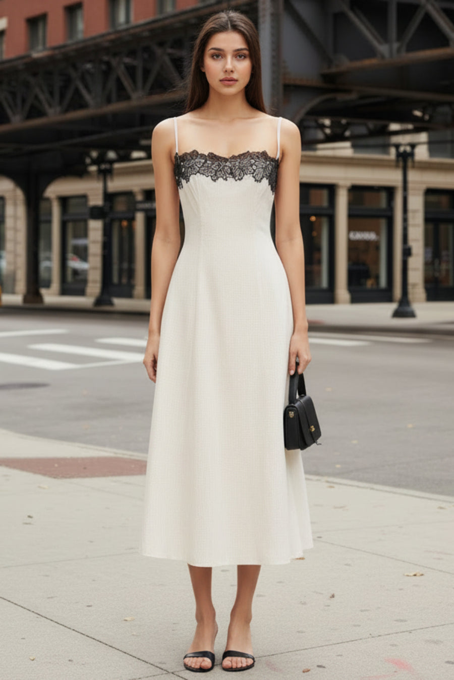 Lace contrasting camisole women's dress 