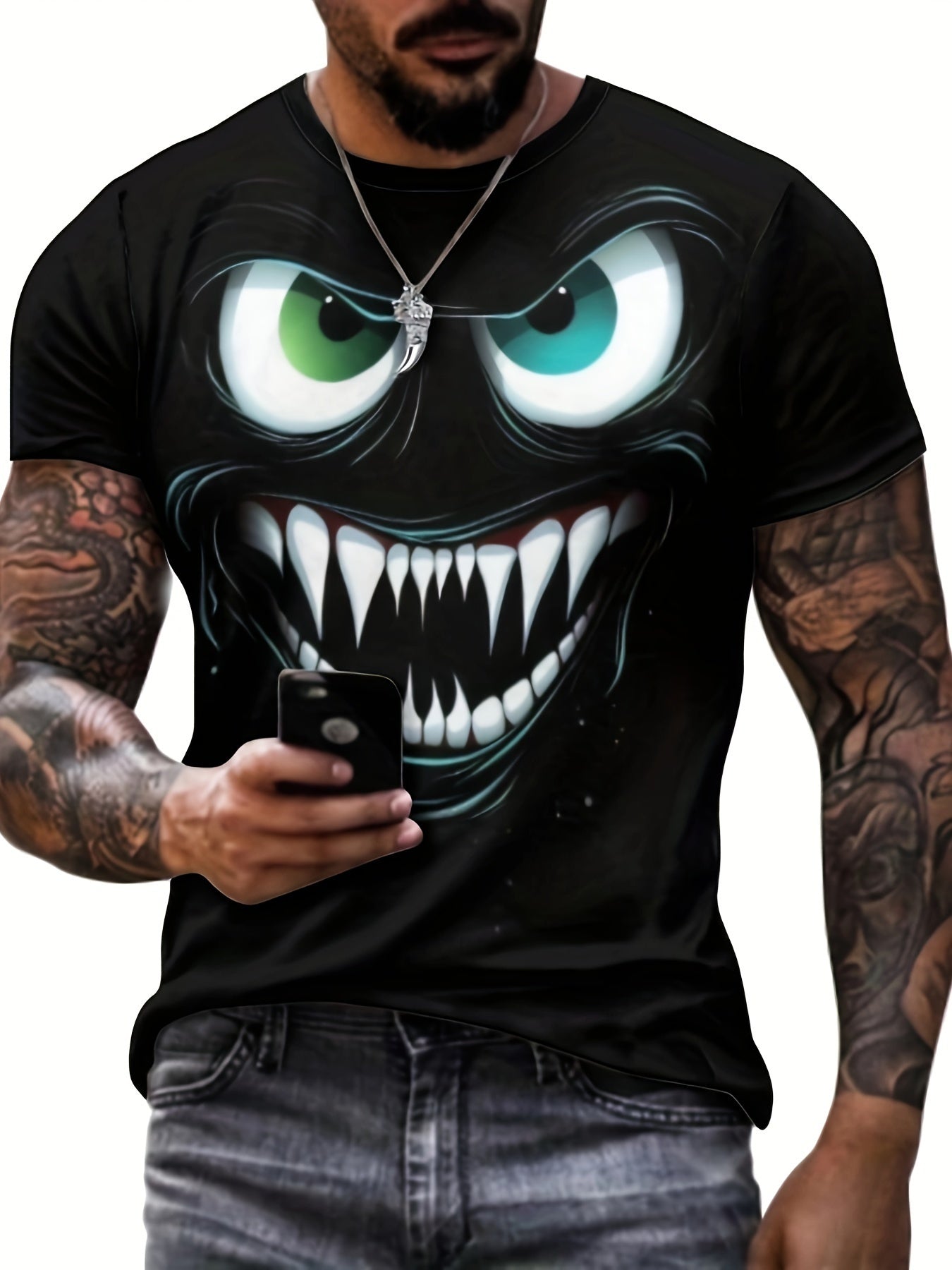 3D Evil Smile T-Shirt for Men – Streetwear Graphic Short Sleeve Tee CJ US