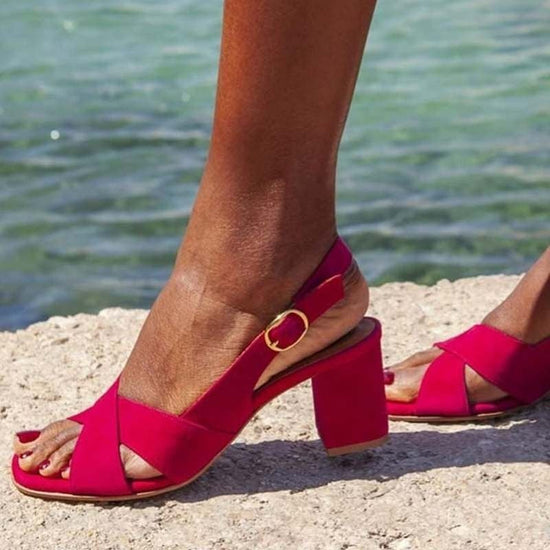 Elegant high-heeled single shoe suede open toe sandals 